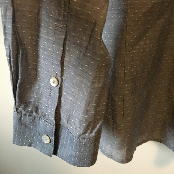 Tom Tailor Grey and White Dot Texture Cotton Button Down Dress Shirt - Picture 5 of 14